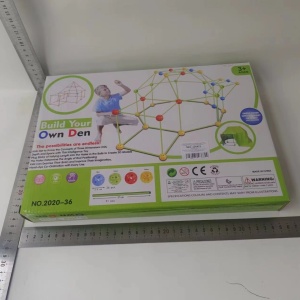Kit de Constructie Fort 3D pentru Copii, Flippy, 560 g, 36 Sfere, 51 Tije, Panza Verde Impermeabil, 3 ani, Educativ, Multicolor - Img 2