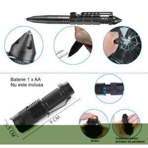 Kit supravietuire multifunctional Flippy, Instrumente profesionale, Agatatoare ghiozdan, pentru Camping, Drumetii, Aventuri in aer liber, negru - Img 5