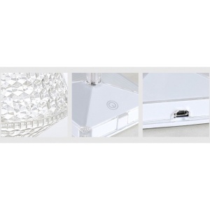 Lampa de birou pe LED RGB 16, Flippy, dimmer tactil, 3 nivele de intensitate, incarcare USB, 3W, Cristal Acrilic, cu telecomanda, forma pahar, transparent - Img 7