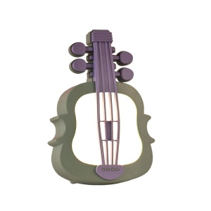 Lampa de Veghe, Flippy, cu Protectie pentru Ochi, Model Violina, Lumina Calda, Incarcare USB, ABS, 14.3x5x9.9 cm, Verde/ Mov - Img 1