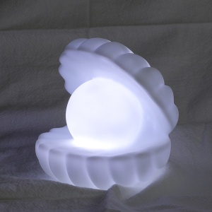 Lampa de Veghe, Flippy, Model Scoica cu Perla, Lumina Calda, 10 x 8.5 cm, Led, Baterii Incluse 3 x LR44, Alb - Img 5