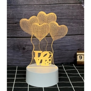 Lampa LED decorativa, Flippy, 3D, Baloane Love, din material acril si lumina multicolora, alb - Img 2