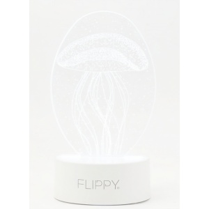 Lampa LED decorativa, Flippy, 3D, Meduza, din material acril si lumina multicolora, alb - Img 5