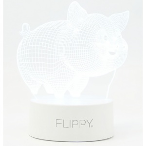 Lampa LED decorativa, Flippy, 3D, Porcusor Gras, din material acril si lumina multicolora, alb - Img 6