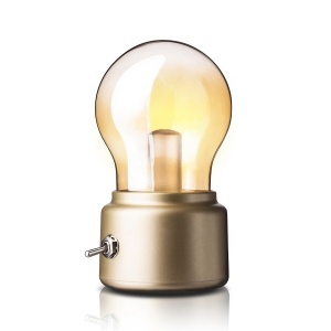 Lampa LED Decorativa sub forma de Bulb, Retro pentru interior, Bej/ Transparent, 5 V, 500 mA, ABS, Lumina Calda, Incarcare USB, Autonimie 12 Ore, Comutator Metalic, Flippy, 11x7x6 cm - Img 3