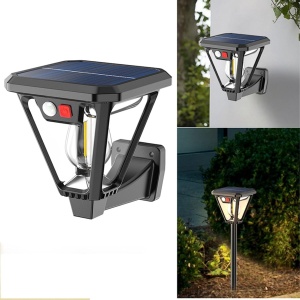 Lampa Solara LED, Flippy, Tip Felinar, pentru Perete/Sol, 10.8 x 12.3 x 46 cm, 3 Moduri, Lumina Calda, din ABS si PP, Negru - Img 9