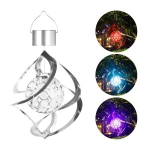 Lampa solara LED RGB spirala pentru gradina/terasa Flippy, se roteste de la vant, 35 x 5.5 cm, rezistenta la apa, tip glob de cristal, 2V, 600 mAh, multicolor - Img 2