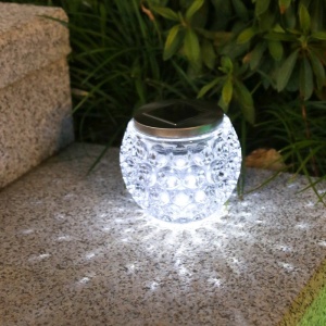 Lampa solara LED tip Glob cristal pentru gradina/trepte/terasa Flippy, rezistent la apa IP65, 10 x 9.5 cm, 1.2V, ABS, 600mAh, alb rece - Img 2