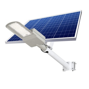 Lampa solara stradala Flippy, IP65, senzor de lumina, 60 LED-uri SMD, 2250 lm, panou 25W, putere 200W, autonomie 12-16 ore, telecomanda, montare prin fixare, pentru strada sau gradina, finisaj mat, material ABS, 51.5 x 21 x 7.5, gri - Img 1