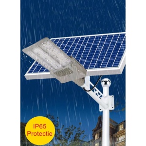 Lampa solara stradala Flippy, pentru curte sau strada, cu doua grile, finisaj mat, rezistent la apa, montare prin fixare, senzor lumina, baterie de litiu, IP65, lumina rece, putere 300W, autonomie 10 ore, 51.5 x 21 cm, gri - Img 6