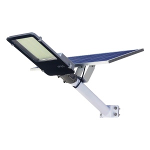 Lampa solara stradala Flippy, pentru curte sau strada, finisaj lucios, rezistent la apa, montare prin fixare, senzor lumina, baterie de litiu, IP65, lumina rece, putere 500W, autonomie 10 ore, 49.5 x 21 x 9 cm, negru - Img 1