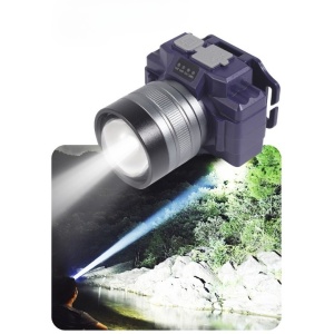 Lanterna LED de Montat pe Cap, Flippy, cu Raza Lunga de Zoom, Far Telescopic, Reglabil, Rezistent la Apa, pentru Pescuit in Aer Liber, Camping, Lumina Puternica, Lanterna, 7.5x5x7 cm, Albastru - Img 8