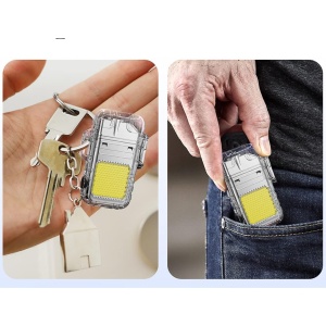 Lanterna Tip Breloc cu Bricheta, Flippy, Impermeabila, 3 Moduri Iluminare, 300 mAh, Incarcare USB-C, COB, Raza de Actiune 50 - 100 m, 7.4 x 4.9 x 1.7 cm, Argintiu - Img 5