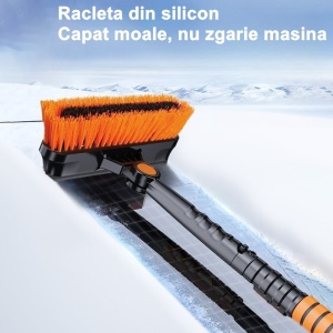 Lopata pentru zapada Flippy, 3 in 1, Perie si Racleta, Rotativa, Telescopica, Detasabila, Material Aluminiu si ABS, 100 x 25 cm, negru - Img 5