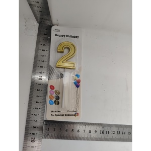 Lumanare pentru Tort Cifra 2, Flippy, 4.8 cm, Aniversare, Aurie - Img 2