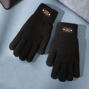 Manusi de Barbat, Flippy, Model Tricotat, Functie Touchscreen (ecran tactil), Material Acril, Manseta Elastica, Interior Catifelat, Marime Universala, Negru - Img 3