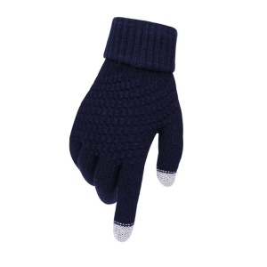 Manusi de Dama, Flippy, Functie Touchscreen (ecran tactil), Material Acril Tricotat, Manseta Elastica, Interior Catifelat, Marime Universala, Albastru Marin - Img 5
