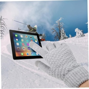 Manusi de Dama, Flippy, Functie Touchscreen (ecran tactil), Material Acril Tricotat, Manseta Elastica, Interior Catifelat, Marime Universala, Gri - Img 5