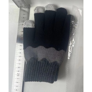 Manusi de Dama, Flippy, Model Ondulat, Functie Touchscreen (ecran tactil), Material Acril Tricotat, Manseta Elastica, Interior Catifelat, Marime Universala, Negru/Gri - Img 2