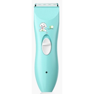 Masina De Tuns Bebelusi si Copii, Flippy, Lame Cermice si Inox, Fara Fir, Functie Anti Taiere, Silentios, 50 W, Rezistent la Apa, 2 Accesorii, Incarcator USB, Model Ursulet, Albastru deschis - Img 1