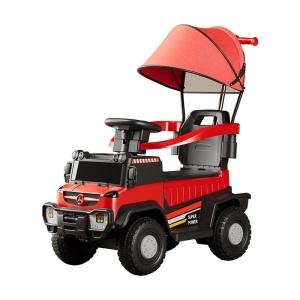 Masinuta Electrica, Flippy, pe 4 Roti, cu Telecomanda si Maner Detasabil, Cos de Depozitare, Lumini Led si Muzica, +1 an, Greutate Portanta 40 kg, Rosu