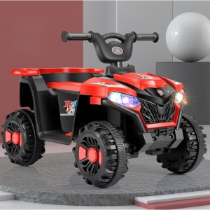 Masinuta Electrica Flippy, pe 4 Roti, Tip ATV, cu Acumulator, Sistem Anti-Rasturnare, Sistem de Lumini si Sunet, 2-5 Ani, 70 x 43 x 48 cm, Rosu - Img 9