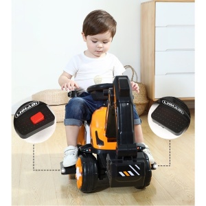 Masinuta Electrica Flippy, Tip Excavator, Brat Electric cu Maneta de Control, Spatar si Bare Laterale, Sistem Muzica si Lumini, 2-7 Ani, 72 x 34 x 45 cm, Portocaliu - Img 6