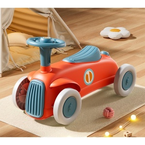 Masinuta Ride-On Flippy, cu Sistem Anti-Rasturnare, Claxon pe Volan, 1-6 Ani, 60 x 28 x 34 cm, Rosu-Albastru - Img 2
