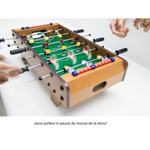 Mini Masa de Fotbal cu Teren si 18 Jucatori Flippy, 6 Manere, cu Tablou pentru Scor, din Metal, Lemn si ABS, 50 x 25 x 16 cm, cu Picioruse, pentru copii/adulti - Img 4