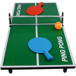 Mini Masa de Ping Pong Flippy, pentru interior, Material Lemn, 60 x 10 x 30 cm, 2 mingi, portabila, verde - Img 5