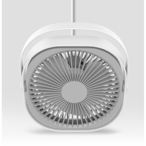 Mini ventilator pentru birou cu usb, Flippy, rotire 360 grade, 3 viteze, 4000 mA, 13.5 x 12,8, Gri - Img 5