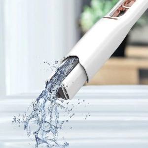 Mop de mana Flippy, mini-portabil, cu sistem de stoarcere, dispozitiv de curatat manual, cu burete absorbant, material PVA, multisuprafete si geamuri, 29.5 x 15.5 cm, alb - Img 12