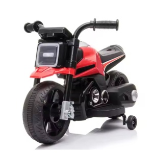 Motocicleta Electrica cu 2 Roti Mari si 2 Roti Ajutatoare, Flippy, Acumulator Incarcare, Anti-Rasturnare, Lumini, Muzica, Motor:380, Baterie 6V4.5, 41.5x70x34 cm, 4.5 Kg, 3 Ani+, Rosu Negru - Img 6