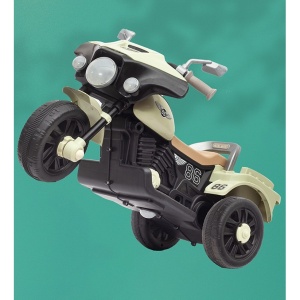 Motocicleta Electrica Flippy, cu Acumulator, cu Sistem Anti-Rasturnare, Sistem de Lumini si Muzica, Cutie de Depozitare, 1-8 Ani, 93 x 43 x 58 cm, Alb - Bej - Img 5