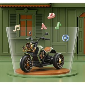 Motocicleta Electrica Flippy, cu Acumulator, Telecomanda, Bluetooth, Sistem Anti-Rasturnare, Sistem de Lumini si Sunet, 1-8 Ani, 93 x 48 x 63 cm, Verde - Img 16