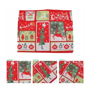 Napron Decorativ pentru Masa, Flippy, Model Merry Christmas, Tematica Craciun, 35 x 180 cm, Rosu/Verde - Img 2