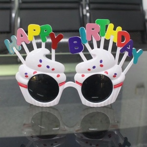 Ochelari Happy Birthday, Flippy, Tematica Aniversare, Protectie Soare, din Plastic, Model Prajiturele, 18.5x11.5 cm, Alb - Img 8
