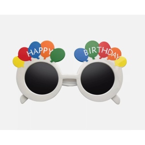 Ochelari Rotunzi Happy Birthday, Flippy, Tematica Aniversare, Protectie Soare, din Plastic, 18.5x11.5 cm, Alb - Img 3