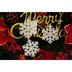 Ornament brad de Craciun, Perlat, in forma de Fulg de nea, 8 cm x 8 cm, Plastic, Flippy - Img 2