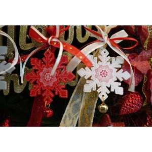 Ornament de brad fulg de nea, Flippy, alb, lemn, 25 cm - Img 8