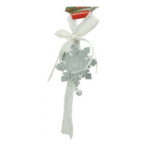 Ornament de brad fulg de nea, Flippy, gri, lemn, 25 cm - Img 2