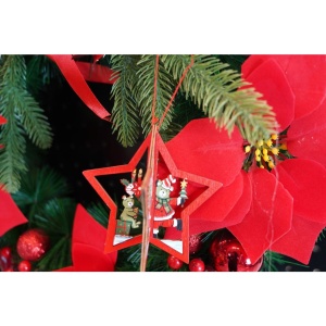 Ornament de brad stea, Flippy, multicolor, lemn, 10.5x9.5 cm - Img 4