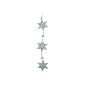 Ornament de brad trei fulgi de nea, Flippy, alb, metal, 30 cm - Img 1