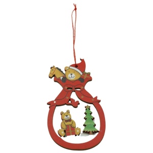 Ornament de brad ursuleti, Flippy, multicolor, lemn, 10 cm - Img 1