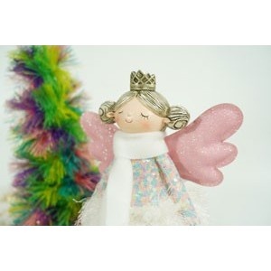Ornament de Craciun ingeras, Flippy, alb, textil, 26 cm - Img 6