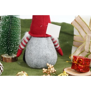 Ornament de Craciun spiridus cu palarie rosie, Flippy, rosu/gri, textil, 31 cm - Img 6