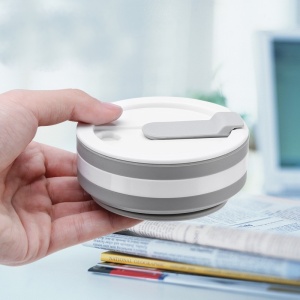 Pahar pliabil din silicon Flippy, prentru calatorii, 350 ml, pai inclus, 9 x 9.2 cm, gri - Img 4