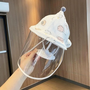 Palarie de Protectie pentru Bebelusi, Flippy, Model cu Norisori Roz, Pescareasca, de Primavara si Toamna, cu Masca si Fermoar, 48 cm, pentru 6-12 Luni, Roz - Img 3