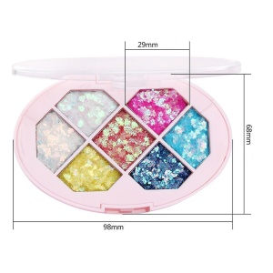 Paleta cu Glitter, Flippy, Varianta 1, 7 Nuante, Pentru Corp si Par, 50 g, Rezistent la Apa, 9.8 x 6.8 cm, Multicolor - Img 5