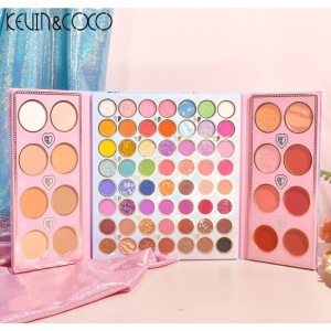 Paleta de farduri Kevin&Coco, 72 de culori, stil pliabil, conturing, iluminator, blush incluse, dreptunghiulara, 22 x 24.5 cm, 490 g, multicolor - Img 4